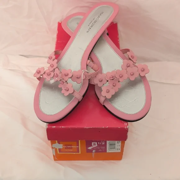 Isaac Mizrahi Pink Floral Sandals - Picture 2 of 5